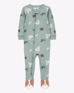 Baby 1-Piece Dog Print 100% Snug Fit Cotton Footie Pajamas - Blue